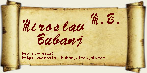 Miroslav Bubanj vizit kartica